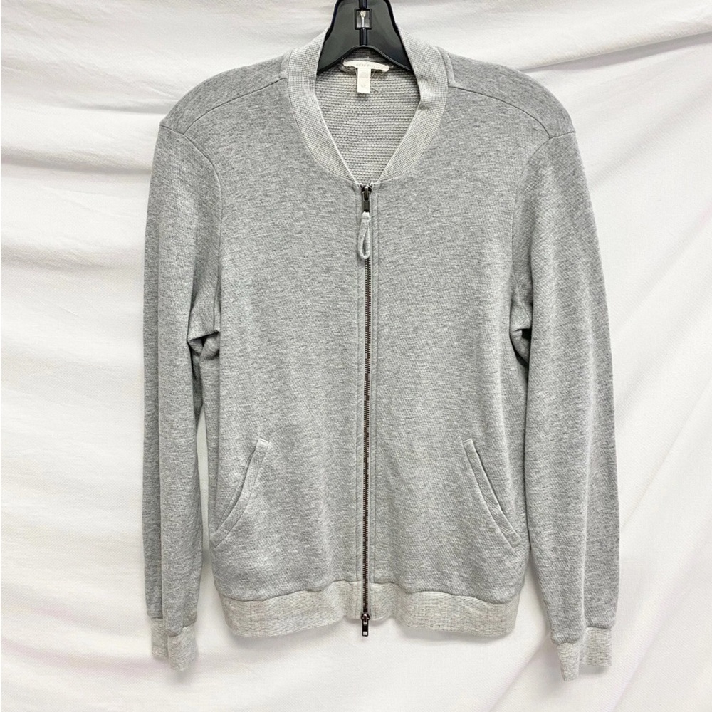 EILEEN FISHER Gray 100% Organic Cotton Knit 2-Way Zip Bomber Jacket size 1X - Picture 3 of 14